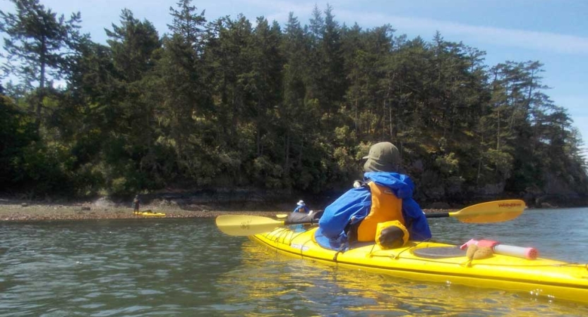 adult kayaking in the pacific northwest